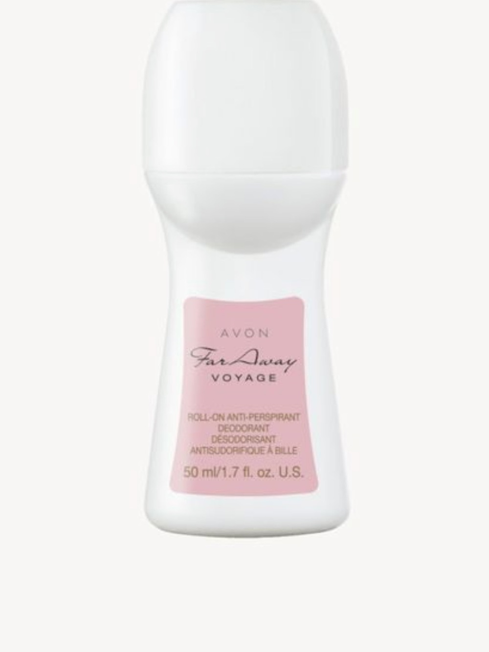 Avon Far Away Voyage Roll-On Deodorant — White and Pale Pink